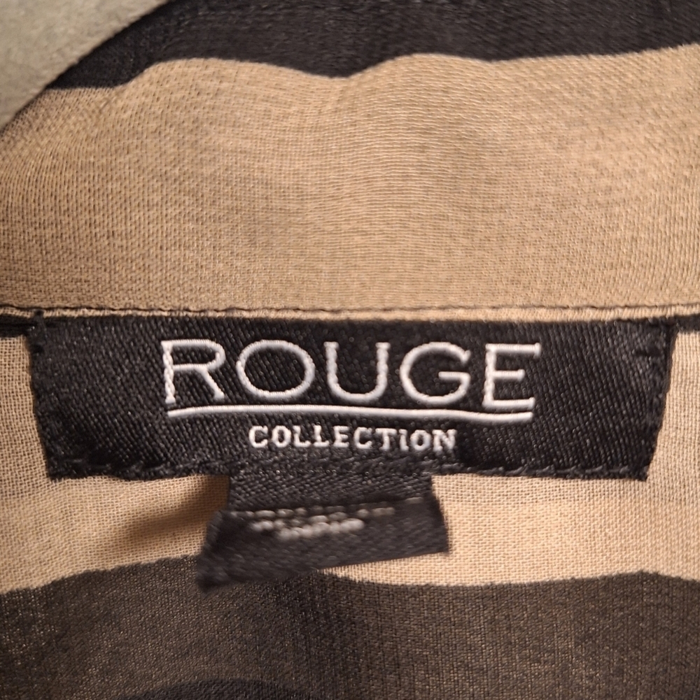 Rouge Collection Black and Cream Striped Sheer Button Down Shirt In A 3X. EUC - Picture 2 of 6